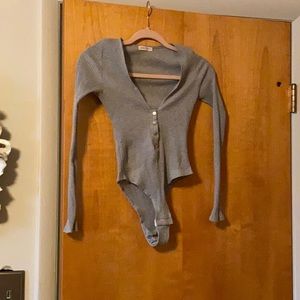 Warm grey bodysuit with buttons